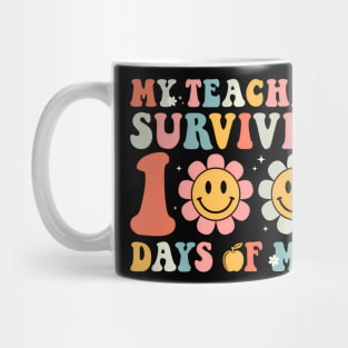 My Teacher Survived 100 Days Of Me School Groovy Mug